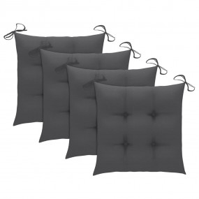 Garden Chair Set of 4 Natural wood, Anthracite cushion