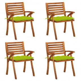 Patio Chair Set of 4 Wooden brown Solid acacia wood Sta...
