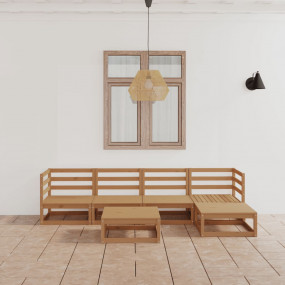 Garden Lounge Set Honey brown Solid pinewood Medium Mod...