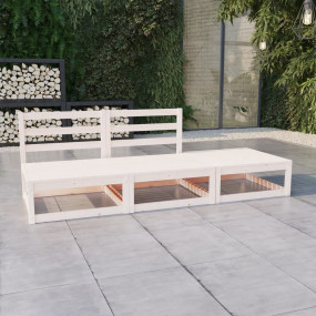 Garden Lounge Set White Solid Pinewood Medium Modular