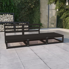 Garden Lounge Set Black Solid pine wood Medium Modular