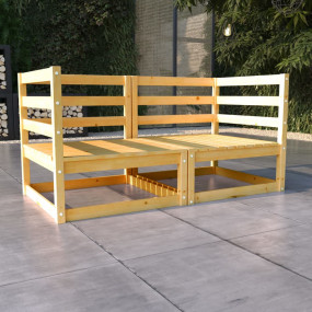 Garden Sofa Brown Solid Pine wood Medium Modular Garden...