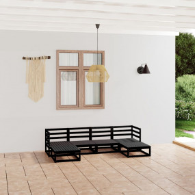 Garden Lounge Set Black Solid Pine wood Modular Garden ...