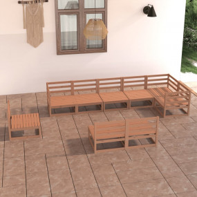 Garden Lounge Set Honey brown Solid pinewood Large Modu...