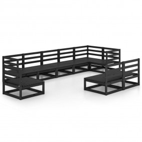 Garden Lounge Set Black Solid pine wood Modular Garden ...