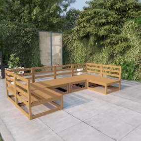 Garden Lounge Set Honey brown Solid pinewood Large Modu...