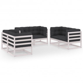 Garden Lounge Set White and Anthracite