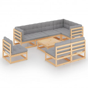 Garden Lounge Set Grey Solid pine wood Medium Modular
