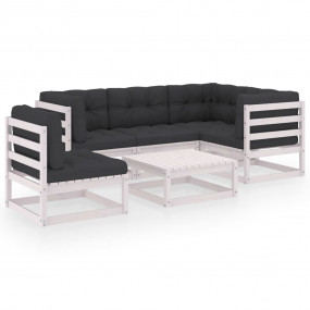 Garden Lounge Set White, Anthracite