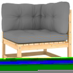 Garden Lounge Set Natural wood, Grey cushions