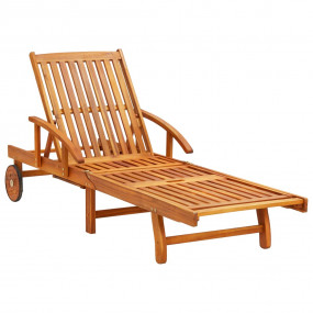 Sun Lounger Brown Solid Acacia wood Large Height-Adjust...