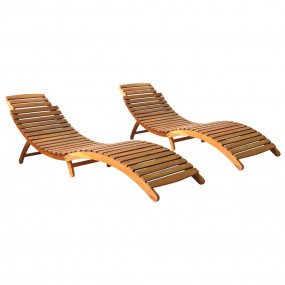 Sun Lounger Natural Brown Solid Acacia wood with a natu...