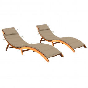 Sun Lounger Natural wood Solid Acacia wood