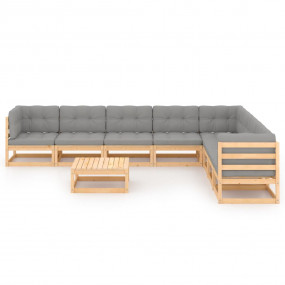 Garden Lounge Set Natural wood Solid pinewood, Polyeste...
