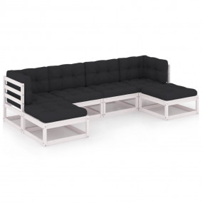 Garden Lounge Set White, Anthracite