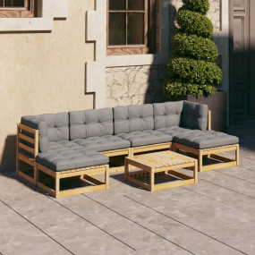 Garden Lounge Set Pine Solid Pinewood Large Modular