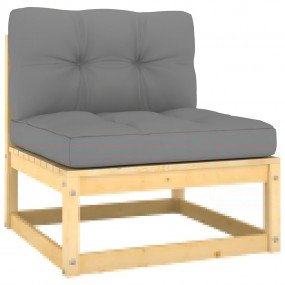 Garden Lounge Set Natural Solid Pine Wood 9 Piece Modul...