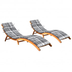 Sun Lounger Grey Solid acacia wood, 100% polyester Larg...