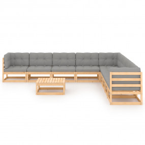 Garden Lounge Set Natural Pinewood Solid pinewood, 100%...