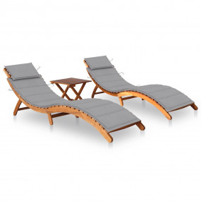 Sun Lounger Natural wood Solid acacia wood, 100% polyes...