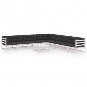 Garden Lounge Set White and Anthracite