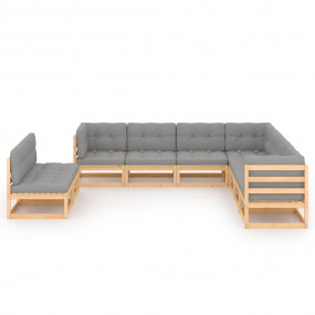 Garden Lounge Set Pinewood Solid pinewood, 100% polyest...