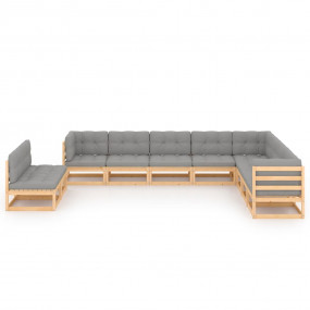 Garden Lounge Set Natural Solid Pinewood 27.6 in square...