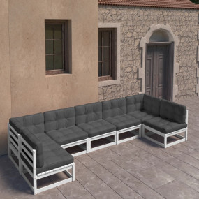 Garden Lounge Set White, Anthracite