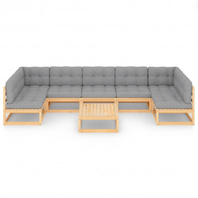 Garden Lounge Set Pinewood, Grey Solid pinewood, Polyes...