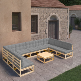 Garden Lounge Set Pinewood Solid pinewood Standard Dura...