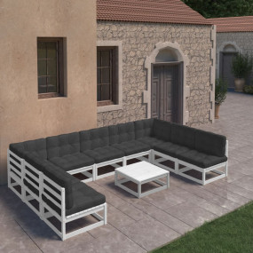 Garden Lounge Set White and Anthracite