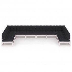 Garden Lounge Set White, Anthracite Solid pine wood, 10...