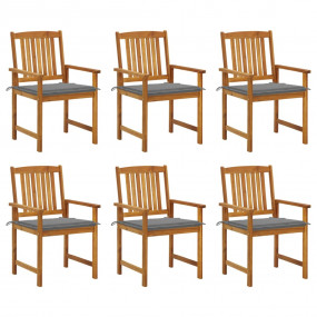 Garden Chair Set of 6 Wooden Solid Acacia wood Standard...