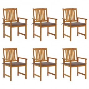 Patio Chair Set of 6 Natural Wood Solid Acacia Wood, 10...