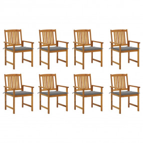 Garden Chair Set of 8 Grey Solid acacia wood Standard