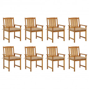 Patio Chair Set of 8 Beige Solid acacia wood, fabric Me...