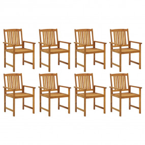 Patio Chair Set of 8 Taupe (cushion) Solid Acacia wood