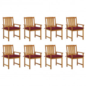 Patio Chair Set of 8 Wine red, Brown