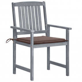 Patio Chair Set of 6 Gray Solid acacia wood Standard Du...