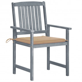 Patio Chair Set of 8 Gray Solid acacia wood Medium Pati...