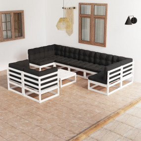 Garden Lounge Set White, Anthracite