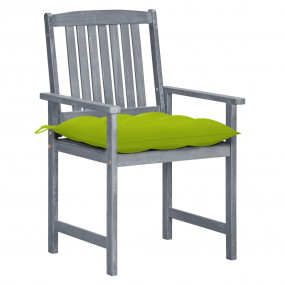 Patio Chair Set of 6 Grey Solid Acacia Wood 24" x 22.4"...