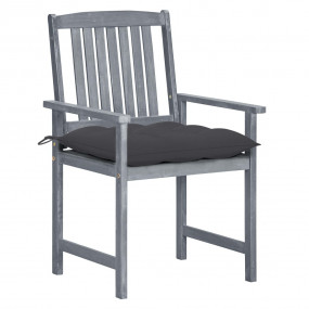 Garden Chair Set of 8 Grey Solid acacia wood and polyes...