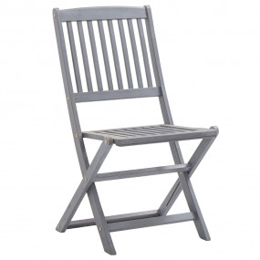 Outdoor Chair Set of 8 Grey Acacia Wood Standard Foldab...