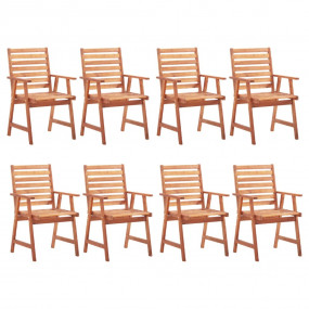 Outdoor Chair Set of 8 Brown Solid Acacia Wood Standard