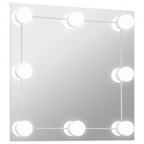 Wall Mirror With Led Light Silver Glass, Plastic