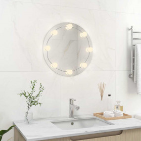 Wall Mirror With LED Light Silver Glass, Plastic 19.7 i...