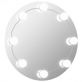 Wall Mirror With Led Light Silver Glass, EVA, Plastic