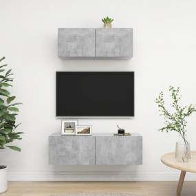 TV Cabinet Set Set of 2 Concrete Gray Engineered Wood S...