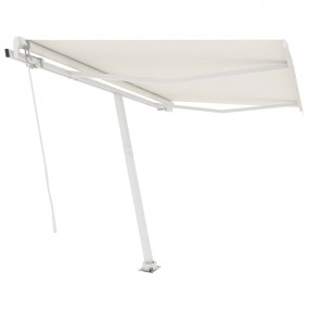 Retractable Awning Cream Aluminum, Polyester with PU co...
